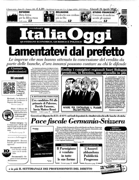 Italia oggi : quotidiano di economia finanza e politica